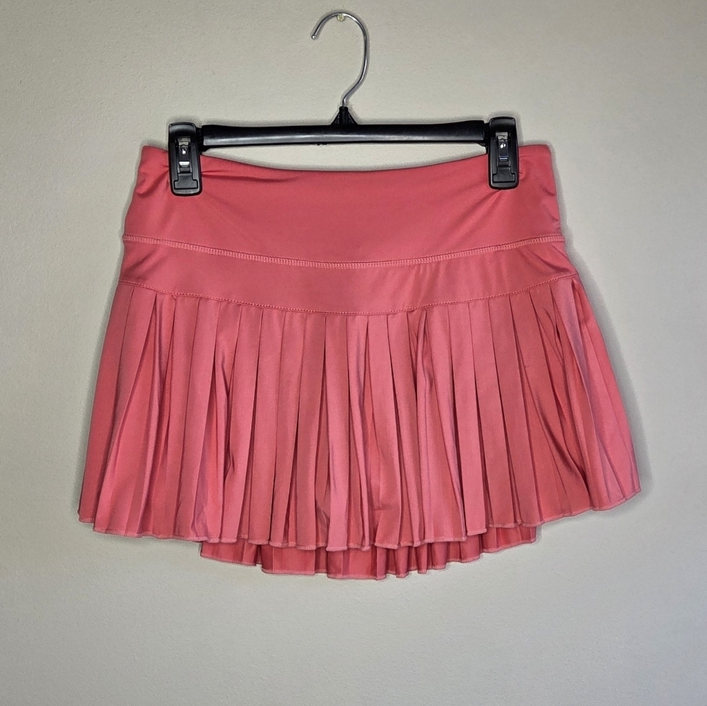 Goldhinge Coral Punch Pleated Tennis Skort Attached Shorts Golf Pickleball